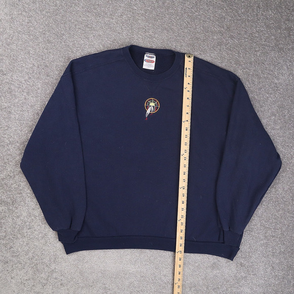 VTG 90s Native American Embroidered 2XL Blue Long Sleeve Pullover Sweatshirt - Picture 3 of 10
